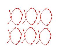 SKISUNO 6pcs Adjustable Red Knot Bracelets Braided Cord Wristbands with Knots for Women and Friendship Luck Bangles Easy to Wear Hand Rope Jewelry
