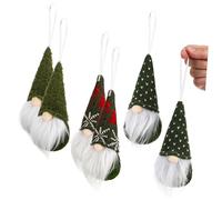 SKISUNO 6pcs Gnome Christmas Tree Ornaments with Hanging Loops Festive Knitted Holiday Decorations for Indoor Mantels Shelves Stocking Stuffers Charming Green Scandinavian Style