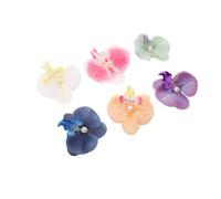 SKISUNO 6pcs Hawaiian Orchid Hair Clips Phalaenopsis Barrettes for Beach Vacations Eye Catching Floral Accessories with Pearl Details for Women