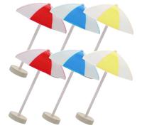 SKISUNO 6pcs Miniature Beach Umbrella for Doll House Medium Sun Umbrellas in Red Blue Yellow Compact and Stable Resin Decor for Dollhouse Beach Scenes and Party Supplies