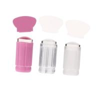 SKISUNO 6pcs Nail Art Stamping Kit with Milky White and Pink Handles Nail Polish Stamper and Scraper Set for Manicure