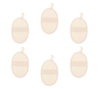 SKISUNO 6Pcs Natural Loofah Bath Towels with Hanging for Deep Back and Body Rubbing Exfoliating Shower Scrubber for Gentle Dead Skin Removal and Skin Cleansing Beige