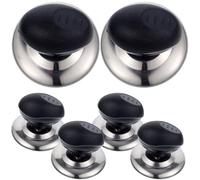 SKISUNO 6pcs Replaceable Pot Lid Handle Stainless Steel and Pp Black