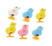 SKISUNO 6Pcs Wind Up Chick for Easter Cute Plush Easter Accessories Fun Playthings for Parties Clockwork for Family Gatherings