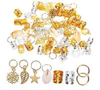 SKISUNO 80pcs Metal Round Buckle Hairpins Hair Jewelry for Dreadlocks Braid Accessories Diy Braiding Jewelry Star Charm for Women Hair Cuffs and Braids