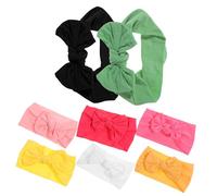 SKISUNO 8pcs Bunny Ear Headband Orange White Headbands for Girls Newborns Elastic Bow Hairband for Toddlers