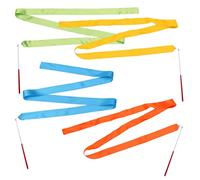 SKISUNO 8pcs Colorful Rhythmic Gymnastics Dancing Ribbon for Long Streamers in Orange Green for Twirling Training Exercise Marching Band Performance