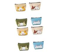 SKISUNO 8pcs Mini Storage Bag Cute Cat Coin Purse Collection Change Bags Zipper for Travel and Cosmetics Adorable Cat Designs Surprised Proud Smiling Adorable