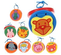 SKISUNO 8Pcs Wooden Cartoon Animal Castanet Educational Musical Percussion Instruments for Early Learning Hand Eye Coordination Development