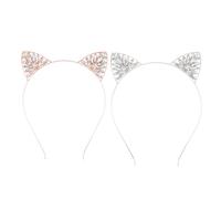 SKISUNO Adorable Shiny Cat Ear Headbands Lightweight Alloy Hair Accessories 2pcs Multi-function and Portable for Girls for Animal Theme Parties and Holiday Carnivals