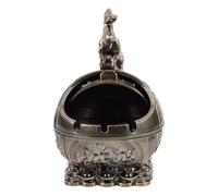 SKISUNO Ashtray Easy to Clean Metal Portable with Windproof Lid Vintage Decorative Retro Coffee- Design for Indoor Use for Office Decor and Living Room