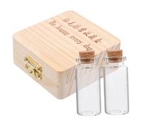 SKISUNO Baby Teeth Save Box with Fetal Hair Storage Bottles, Crafted from Wood and Glass, Featuring a Buckle Style Design for Safe Use and Home Decoration, Keepsake Storage Random Style