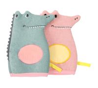 SKISUNO Bath Gloves Adorable and Good-looking Design Cartoon Animal Shape 2pcs with Anti-skid Viscose Rayon Material for Comfortable Bath Use in Bathroom