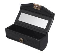 SKISUNO Black Lipstick Case with Mirror, Portable Lipstick Storage Box for Handbag, Stylish Cosmetic Holder Preventing Cracking, Compact 9x3.5x3.1cm Travel Organizer for Special Occasions