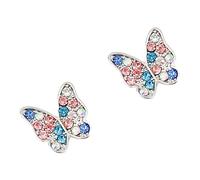 SKISUNO Butterfly Rhinestone Earrings for Women Lightweight Studs with Colorful Design Elegant Dainty Jewelry for Party Graduation Birthday