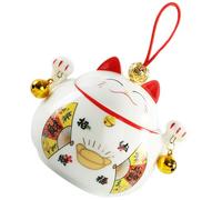 SKISUNO Ceramic Fortune Cat Tea Canister with Lid Portable Size Kitchen Tea Storage Jar for Home Use