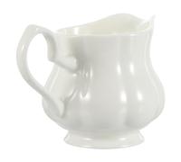 SKISUNO Ceramic Milk Jug 180ml White British Style Creamer with Comfort-Grip Handle for Serving Hot or Warmed Contents, Simple and Practical Milk Pitcher for Coffee and Tea