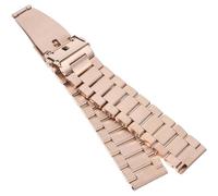 SKISUNO Chain Style Stainless Steel Metal Watch Strap with Quick Release Buckle Compatible for Garmin Fitness Smartwatch 3, for Outdoor Activities Men Women (Rose Gold)