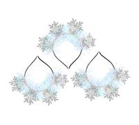 SKISUNO Christmas Headbands Comfortable Felt Fabric 3 Pcs with Silver Glitter Snowflake Design Easy to Wear Xmas Hair Accessories for Women for Photo Prop
