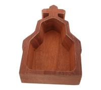 SKISUNO Church Shape Wooden Serving Platter Brown for Easter Religious Food