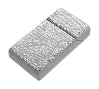 SKISUNO Crystal Cigarette Box for Men, Flip Top Closure, Portable Storage Case with Internal Compartment, Silver Decorative Cigarette Case, for Social Settings and Daily Use