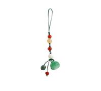 SKISUNO Delicate Green Jade Phone Charm Pendant with Gold Jade and Watermelon Crystal Materials, Securely Holds Cellphone, Decorative Phone Hanging Accessory Gift for Families and Friends