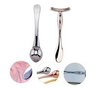 SKISUNO Double Head Zinc Alloy Eye Massage Roller with Shaped Beauty Scoop for Eye Face Smooth Surface Promotes Circulation Relieves Reduces Dark Circles Self Care Tool