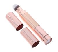 SKISUNO Dual-end Retractable Makeup Brush 2-in-1 Powder and Concealer Applicator Blush and Blending Brush Rose Gold for Travel and Daily Face Cosmetics Use