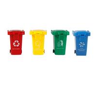 SKISUNO Dustbin Wheelie Bin Small Garbage Truck 4pcs Mini Trash Can Desk Accessories Plastic Boy Toddler Garbage Truck Recycling Bins Kids Bin