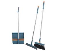 SKISUNO Dustpan and Broom Cleaning Tool with Squeegee for Home Cleaning, Multifunctional Floor Scrubber Kit in Blue, Includes Stainless Steel and Pp Materials, Keeps Surfaces Dry