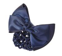 SKISUNO Elastic Bun Bow Headdress Hair Snood Net Mesh Clip for Women Comfortable and Professional Hair Accessory for Dance Office and Parties Blue