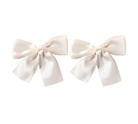 SKISUNO Elegant White Fabric Hair Bow Barrette to Decorate and Hold Firmly 2pcs for Bride Wedding Party Hair Accessory