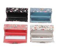 SKISUNO Embroidered Lipstick Box Set 4pcs Small Floral Pattern Cloth Lipstick Organizer Holder Storage Case for Travel Makeup Bag