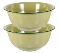 SKISUNO Enamel Bowls Practical and Easy to Clean Light Green Retro Style 2pcs Vintage Soup Bowls Household Food Basin Color Color for Home Kitchen Use