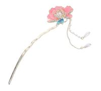 SKISUNO Enamel Peony Hairpin U-shaped Chinese Style Hair Accessories for Women Vintage Hanfu Hair Fork Traditional Ancient Style