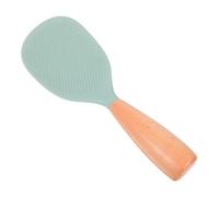 SKISUNO Ergonomic Silicone and Wood Rice Paddle Spoon with Non-Stick Surface, Heat Resistant and Practical for Kitchen or Hotel Use, Reusable Green Rice Scooper with Simple Design