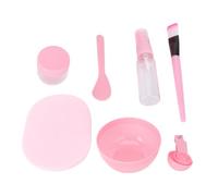 SKISUNO Facial Mask Tool Kit with Bowl Brush Spatula and Gauges Pink DIY Face Mask Mixing for Skincare Soft Head Brush with Comfortable Grip and Portable Cleaning Mat