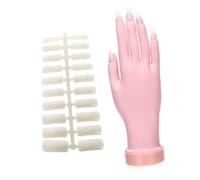 SKISUNO Flexible Silicone Nail Art Training Hand Model 100 Nail Tips for Practice Right Hand Prosthetic for Diy Manicure Enthusiasts