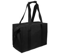 SKISUNO Folding Insulated Cooler Bag Large Capacity Freezer Shopping Tote Aluminium Food Carrier Zipper Closure Space-Saving Picnic Bag Black