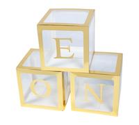 SKISUNO Golden Balloon Box Set Paper and Plastic Material with Letter Themed Design Decorative Effect Creative and Unique Cartoon Style for Birthday Party for Indoor Scenes