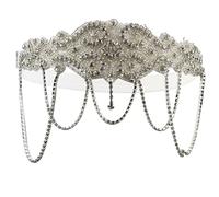 SKISUNO Gorgeous Rhinestone Chain Headband for Women Vintage Hair Accessories with Creative Retro Design for Weddings Parties and Prom Elegant Hair Band