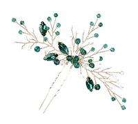 SKISUNO Grandma Green Rhinestone Bride Hairpin U-shaped Wedding Hair Jewelry for Women Hair Stick for Buns Bridal Fork
