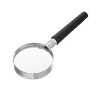 SKISUNO Handheld Large Magnifying Glass Portable Magnifier with Glass Lens Electroplated Iron Frame and Abs Plastic Handle Solid Grip Black Silver for Reading Newspapers and Backpack Use