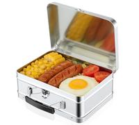 SKISUNO Handheld Retro Metal Lunch Box with Locking Clasp and Leakproof Lid, Portable Tin Storage Box for Snacks and Everyday Carry