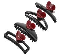 SKISUNO Heart Claw Hair Clips Comfortable Practical Plastic Hair Clips with Unique Design 4 Pcs for Women and Girls for Cleaning Your House or Birthday Styling