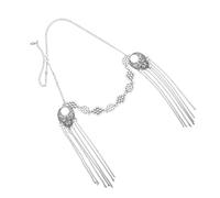 SKISUNO Hollow Out Tassel Forehead Chain Vintage Antique Metal Headpiece Multiuse Face Chain Accessory for Weddings Dance Costume Events Retro Style for Brides and Special