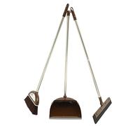 SKISUNO Household Broom and Dustpan with Long Handle Plastic and Metal Construction for Tile and Surface Cleaning, Saves Time and Effort, Does Not Damage Floors