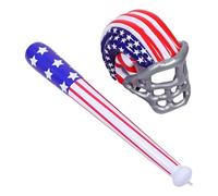 SKISUNO Inflatable Baseball Set with American Flag Hat and Blow Up Bat PVC for Summer Sports Theme Parties Birthday Favors and Outdoor Play
