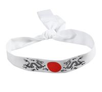 SKISUNO Japanese Samurai Headband Traditional Karate Hair Band for Sports Cooking and Exercise Comfortable Soft Fabric with White Serpent Design