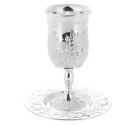 SKISUNO Kiddush Wine Cup Silver Plated Zinc Alloy 1 Set for Shabbos Dinner Table Hostess Gift